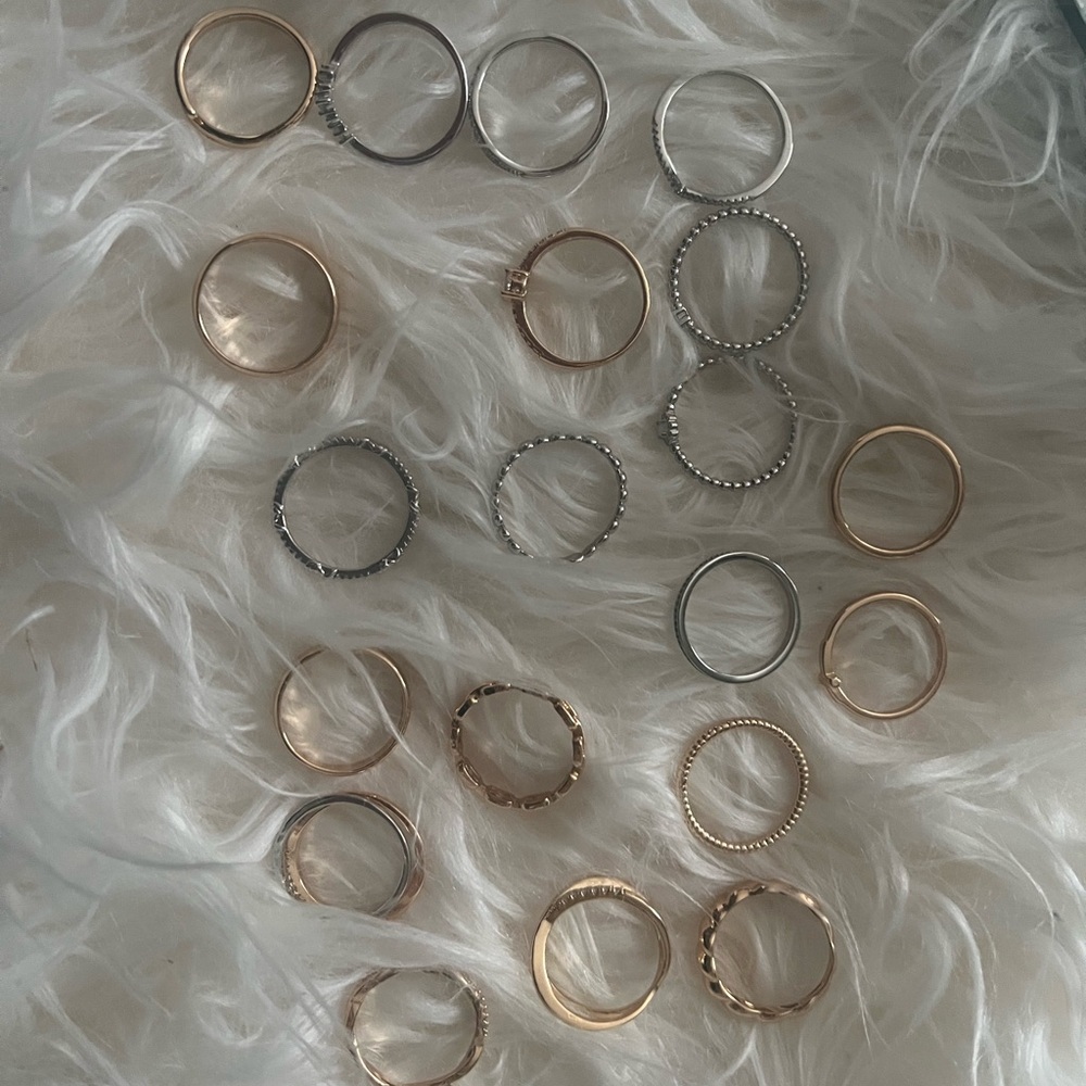 Elegant Gold and Silver Stackable Ring Set Size 11